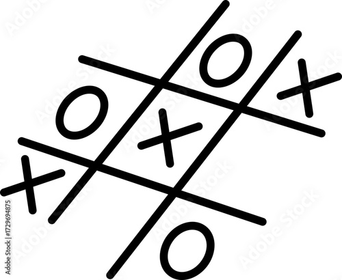Tic Tac Toe Sketch, Hand drawn tic tac toe game doodle for playful and casual design themes.