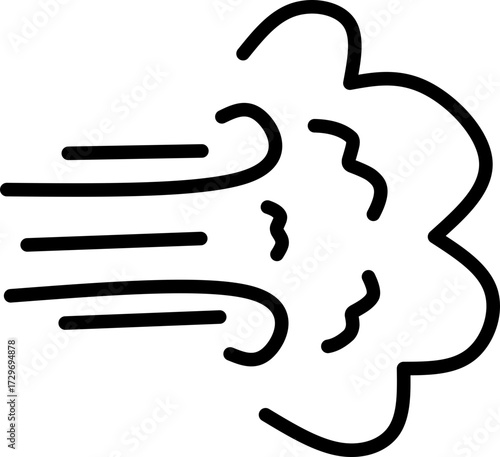 Wind Puff Sketch, Playful hand drawn wind puff doodle for motion and weather designs.