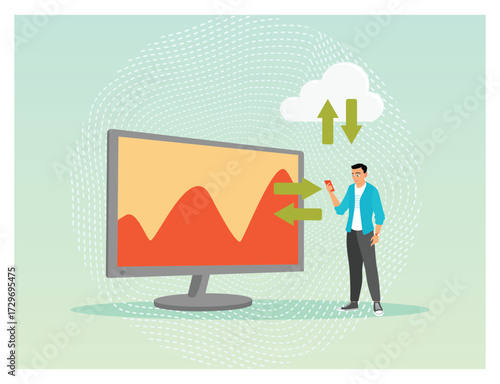 Data backup and recovery concept. Back up data on computer.