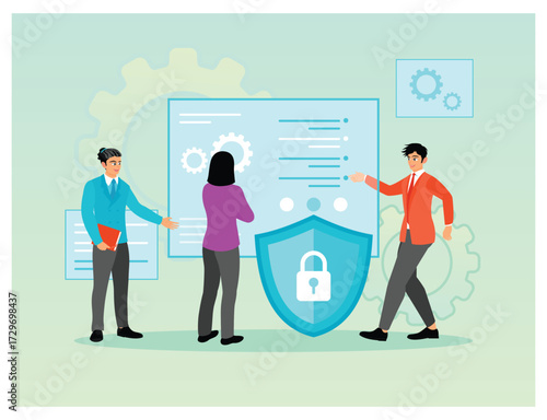 Chief security officer concept. Data center officer, TI technology, computing industry.