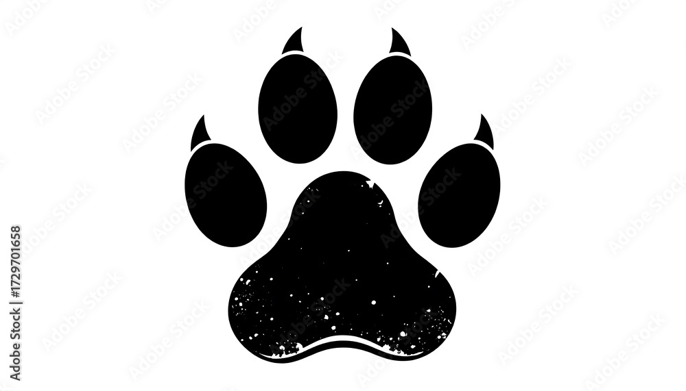 Fototapeta premium Simple black paw print on white background