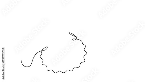 Scallop in a shell with mint leaves, animated self drawing of single continuous line, continuous contour movement, video drawing of line in 4k, seafood, delicacy, one line