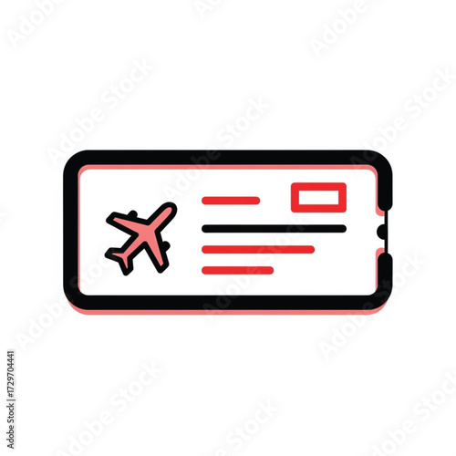 Mobile Boarding Pass on Smartphone Screen Icon