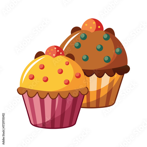 isolated muffins on white background