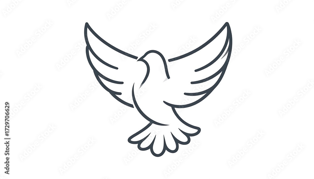Obraz premium Simple line art of a flying dove