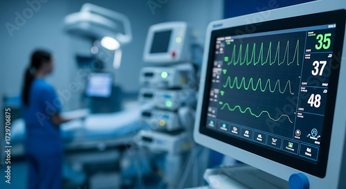 Wallpaper Mural Medical monitor displaying vital signs in a hospital operating room. Torontodigital.ca