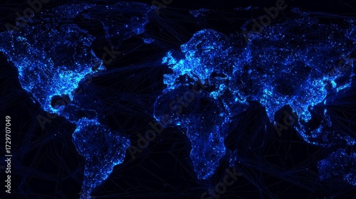 Wallpaper Mural Global internet connection visualized as glowing neon web, futuristic digital network and communication technology concept. Torontodigital.ca