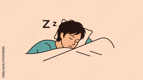 Sleeping person resting on a pillow, dreaming peacefully in bed
