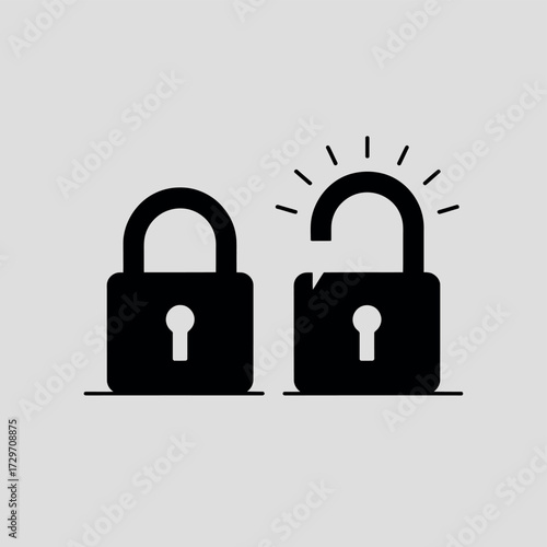 Open and closed padlock icons representing security and unlocking