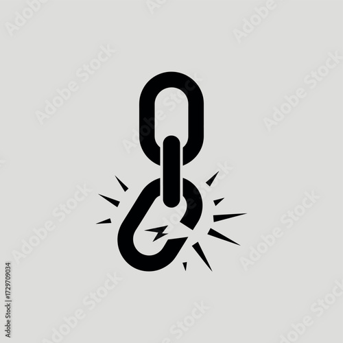 Broken chain link symbol representing weakness or disconnection