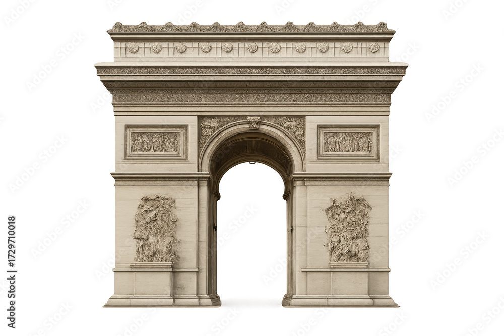 Fototapeta premium Arc de triomphe monument in paris cutout