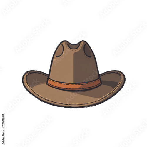Flat colored Cowboy hat illustration on plain background 