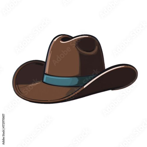 Flat colored Cowboy hat illustration on plain background 