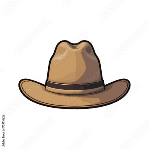 Flat colored Cowboy hat illustration on plain background 