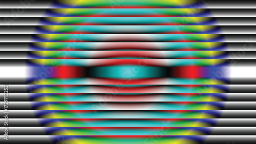 Concentric Circles Gradient Colors Ribbed Glass Fractal Neon Background.