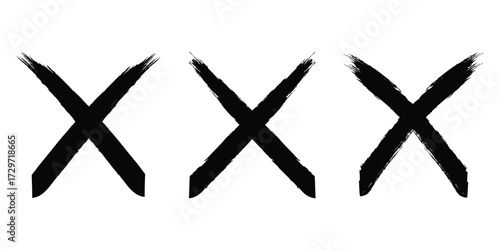 Cross sign on transparent background, cross marker PNG. Cross box x check mark vector draw hand drawn sketch doodle brush marker checklist symbol wrong. 