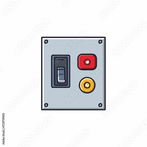 Industrial Control Switch Panel with Buttons and Lever