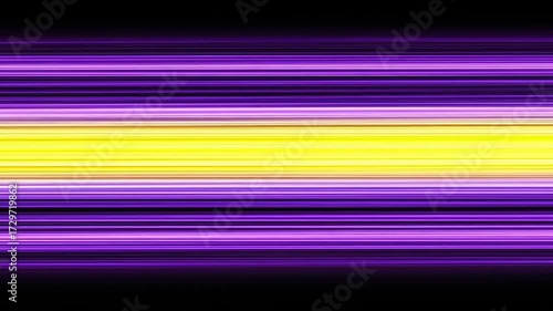 A vibrant, colorful design featuring horizontal stripes of varying shades of purple, yellow, and blue, creating a dynamic and energetic visual effect.
