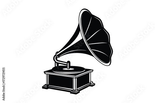 old gramophone vector illustration isolated on white background