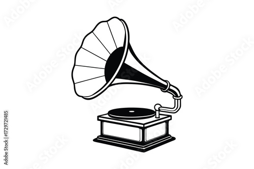 vintage gramophone isolated on white background