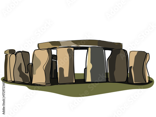 Stonehenge in continuous line drawing style