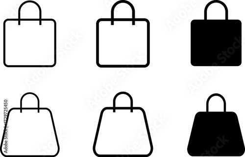 Shopping bag icon set. Online Shop icons collection. Shop bag outline and bold style