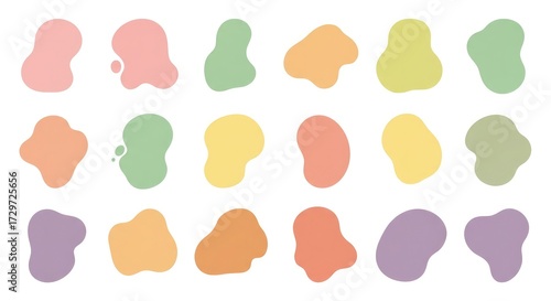 Minimalist Pastel Color Irregular Shape Element Isolated on White Background