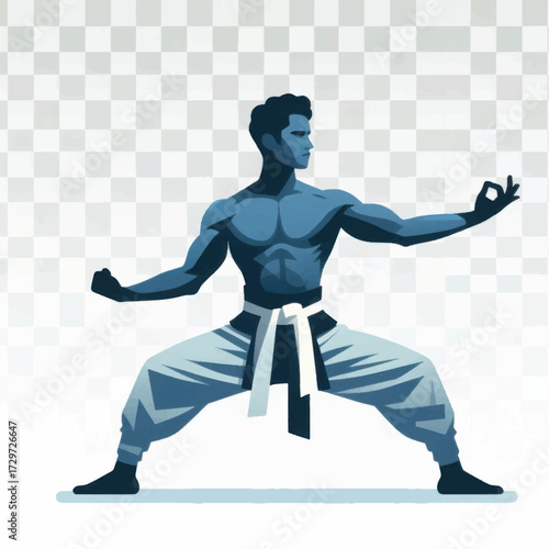 Muscular man in martial arts stance.