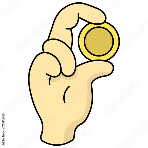 hand holding a coin
