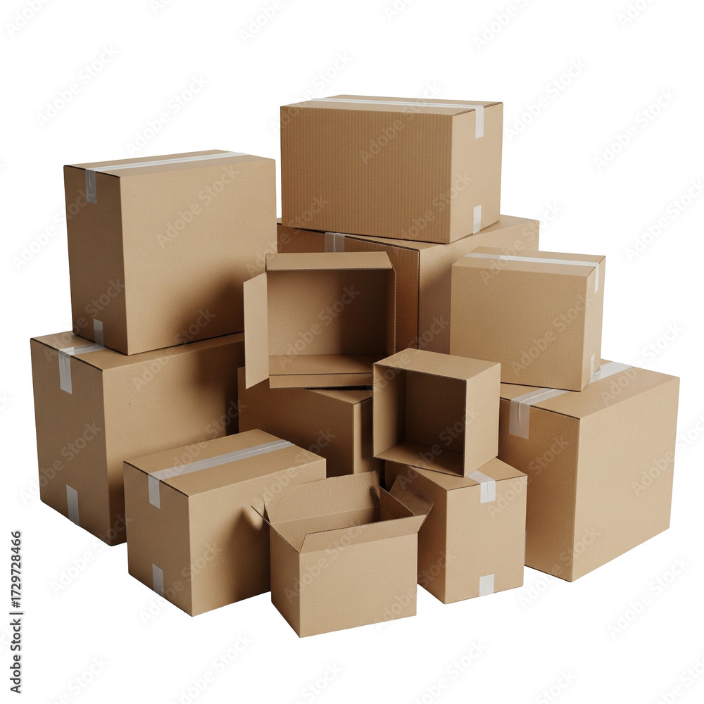 Fototapeta premium cardboard boxes on white background