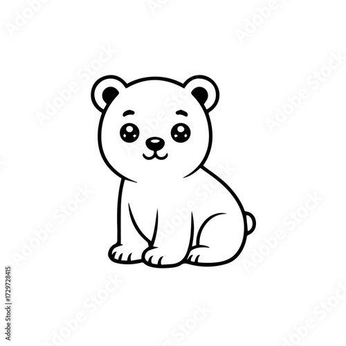 vector concept for cute cartoon bear cub illustration with line art style and adorable facial expression for kids and children