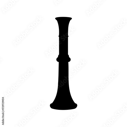 Black silhouette of a musical instrument resembling an oboe or clarinet