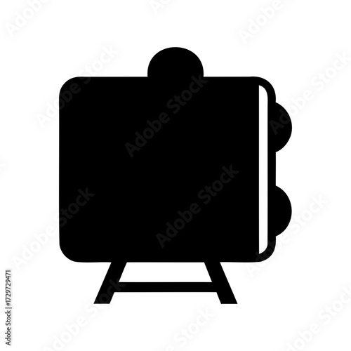 Blackboard or Presentation Board with Stand and Buttons Design Icon Vector