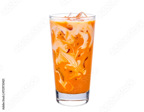 Refreshing Thai Iced Tea with Milk Swirls – Cutout