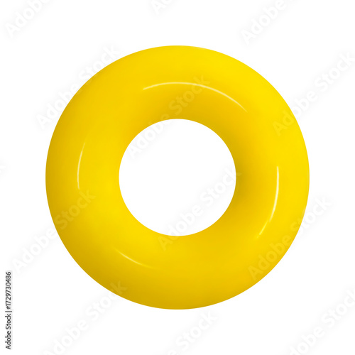 Top view Yellow swimming ring that is used to float in the water isolated on white background