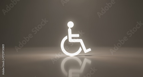 Accessibility Symbol, Illuminated Wheelchair Sign, Disability Icon, Universal Design Concept