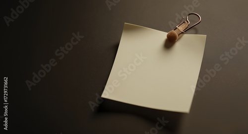 Blank Note with Clip on Surface, Isolated and Ready for Text