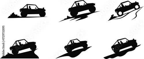 Off road vehicle silhouette, jeep climbing hills, adventure car illustration, mountain driving graphic, rugged automobile design, extreme terrain transport 