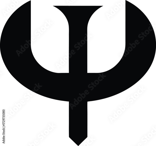 Psi Greek Letter Symbol - Psychology, Physics, and Mathematics Icon, Greek Psi Letter - Academic and Scientific Symbol Vector Illustration