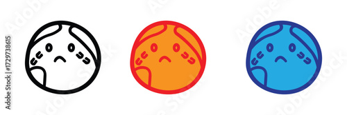 Three simple cartoon faces showing sadness and tears, isolated on transparent background