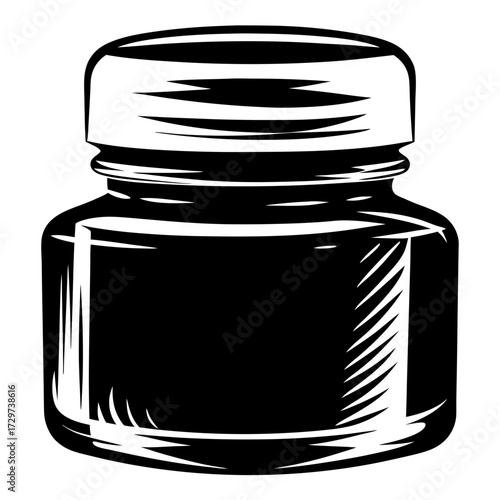 Stylized black and white bottle vector graphic, simple and modern design
