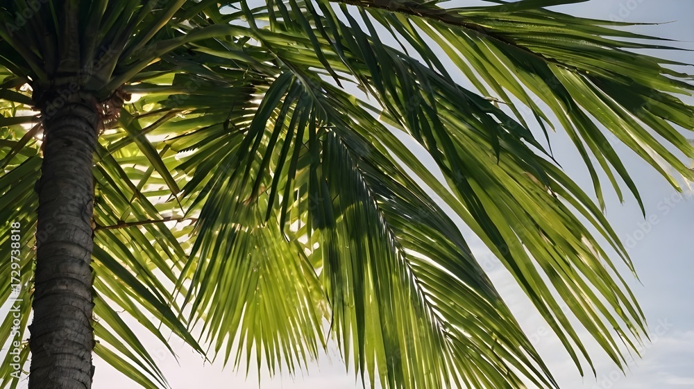 Fototapeta premium palm tree on blue sky