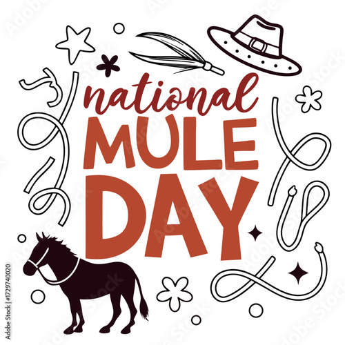 NATIONAL MULE DAY vector illustration