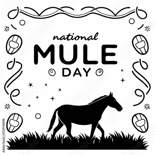 NATIONAL MULE DAY vector illustration