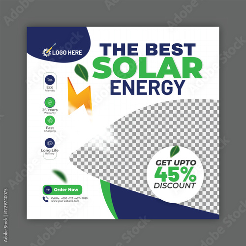 solar energy social media post, banner design, suitable for Solar panel maintenance repair services banner or poster design