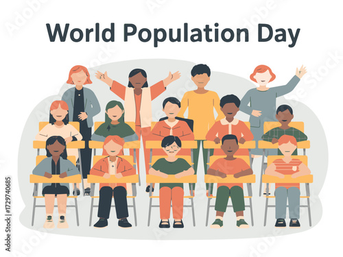 Celebrating world population day diversity in schools with students learning and growing together now and always