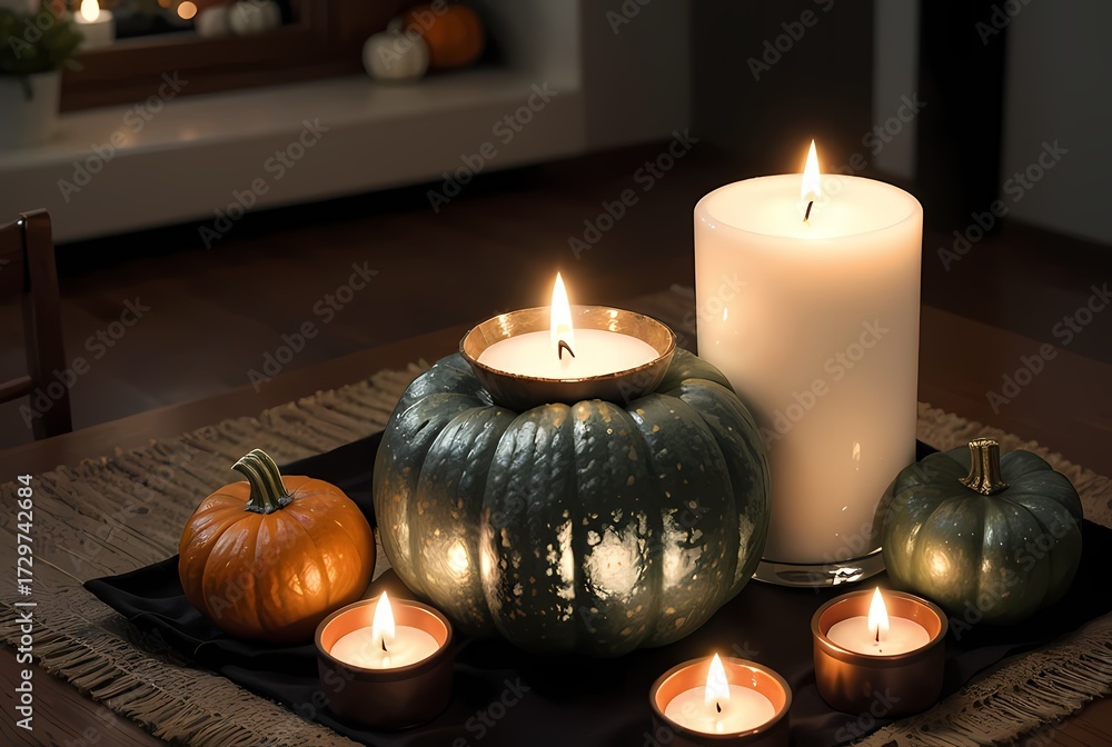Obraz premium christmas candle and decorations