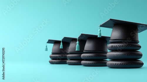 Graduation caps on cushions