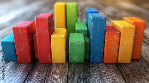 Colorful wooden blocks graph