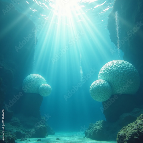 underwater scene with coral reef